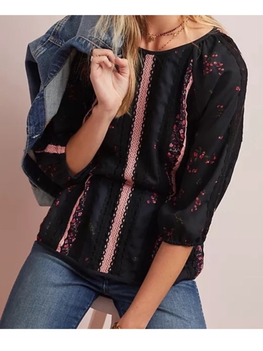Anthropologie Seen Worn Kept Annemette Peplum Floral Blouse